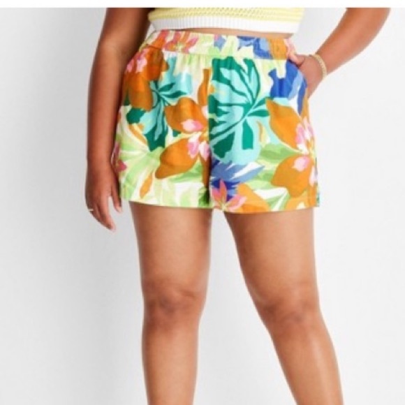 Future Collective / linen blend Tropical Shorts - Picture 1 of 10